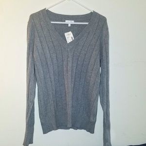 New w/ Tag Fashion Bug Women's V-Neck Gray Sweater